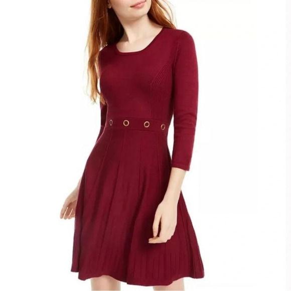 BCX Dresses & Skirts - NWT BCX Juniors' Grommet-Waist Fit & Flare Dress Red Size Large